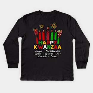 Happy Kwanzaa Seven Candles Principles Africa Celebration Kids Long Sleeve T-Shirt